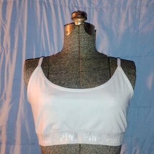 PINK Victoria's Secret White Bandeau Lightly Lind Large With Logoon Bottom